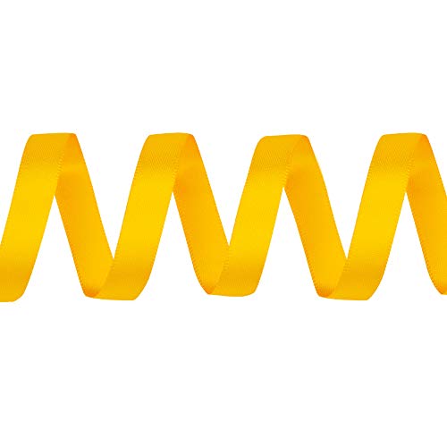 Ribest 3/8 inch Maize Yellow Double Face Satin Ribbon 50 Yards Per Roll for Gift Wrapping Flowers Bouquet Hair Accessories Wedding Birthday