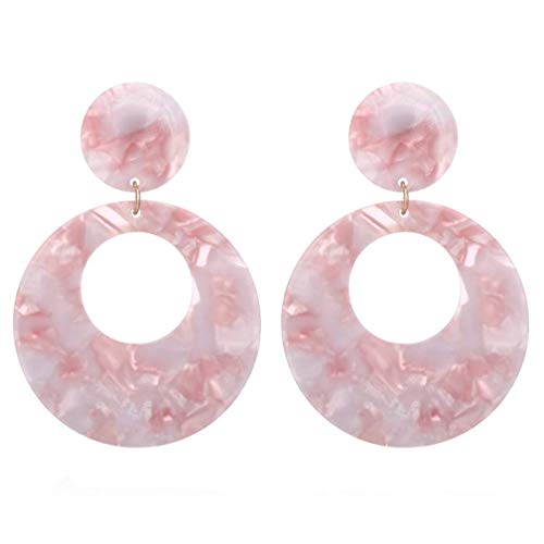 Ogquaton Boucles d'oreilles en acrylique de qualité supérieure avec écailles de coquille de tortue Shoopic et boucles d'oreilles pour femmes, rose