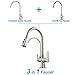 MENATT Filter Kitchen Faucet with Drinking Water Faucet, High Arc Pull Down 3-Way Kitchen Faucet, 3 in 1 Sink Cold and Hot Mixer Tap (Brushed Nickel)