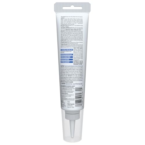 Image of GE Advanced Silicone Caulk for Window & Door, White, 2.8 fl oz Tube, 1 Pack - 100% Waterproof Silicone Sealant, 5X Stronger Adhesion, Freeze & Sun Proof