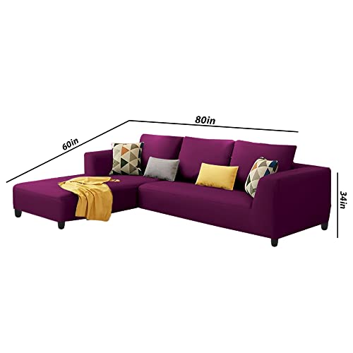 Image of Galib LHS 4 Seater L Shape Sofa Set for Living Room (Purple) Premium Fabric