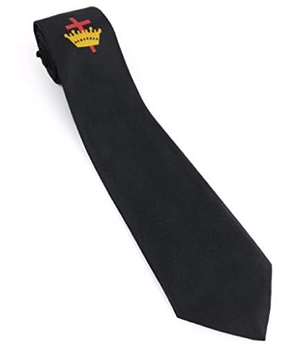 Corbata mazónica de seda negra Knight Templario con logo bordado