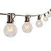 SUNSGNE 25Ft Globe String Lights G40 Outdoor Patio String Lights with 27 Clear G40 Bulbs Natural Warm Bulb Hanging Umbrella Lights for Backyard Patio Garden Party Cafe Indoor Outdoor Decor Brown