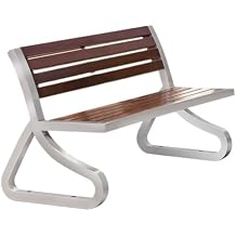 Outdoor Garden Bench Garden Wooden Backrest Bench, with Stainless Steel Metal Frame, Suitable for Indoor Outdoor Patio Park Bench