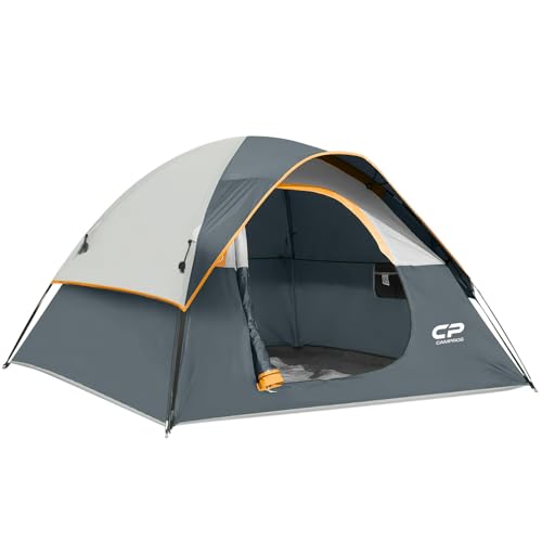 Image of CAMPROS CP 3 Person Tent, Dome Tents for Camping with Rainfly, Waterproof Camping Tent Easy Set Up, Portable Family Tent with Large Mesh Window & Carry Bag for Outdoor Hiking
