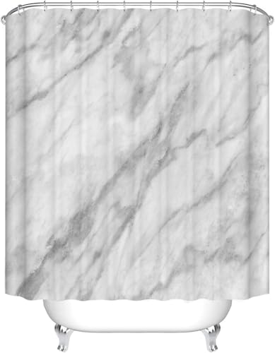 LPUKOI Duschvorhang, Grauer Marmor, Duschvorhänge, Badezimmervorhänge, schnelltrocknend, waschbar, 120 x 180 cm