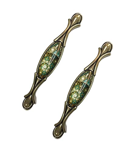 CcHhyyt Romantische Retro-Sterne, Sternenhimmel-Design mit metallbeschichteter Basis, Griffe für Kommode, Schublade, Küchenschrank, Badezimmer, Schrank, 2 Stück/Set (128 mm) Cover