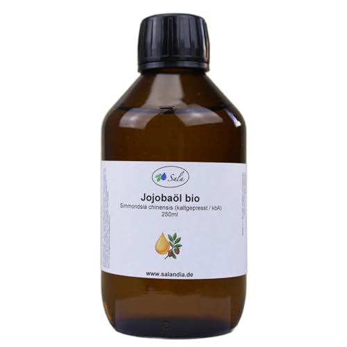 Sala Aceite de jojoba prensado en frío, ecológico, botella de cristal de 250 ml