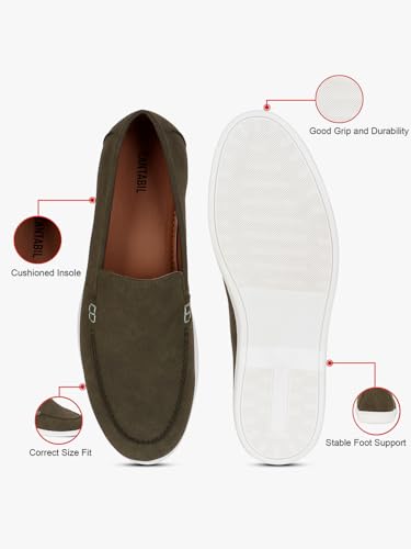 Image of Cantabil Casual Loafers Shoes for Men l Lightweight & Comfortable with Cushioned Insole PU Upper TPR Sole Lace-Up on Closure (P MFTW00139)