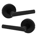 Kwikset Milan Interior Passage Door Handle, Lever For Closet and Hallway Doors, Reversible Non-Locking Handle Lever, Matte Black