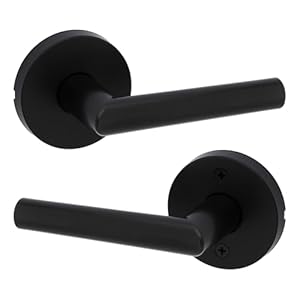 Kwikset Milan Interior Passage Door Handle, Lever For Closet and Hallway Doors, Reversible Non-Locking Handle Lever, Matte Black