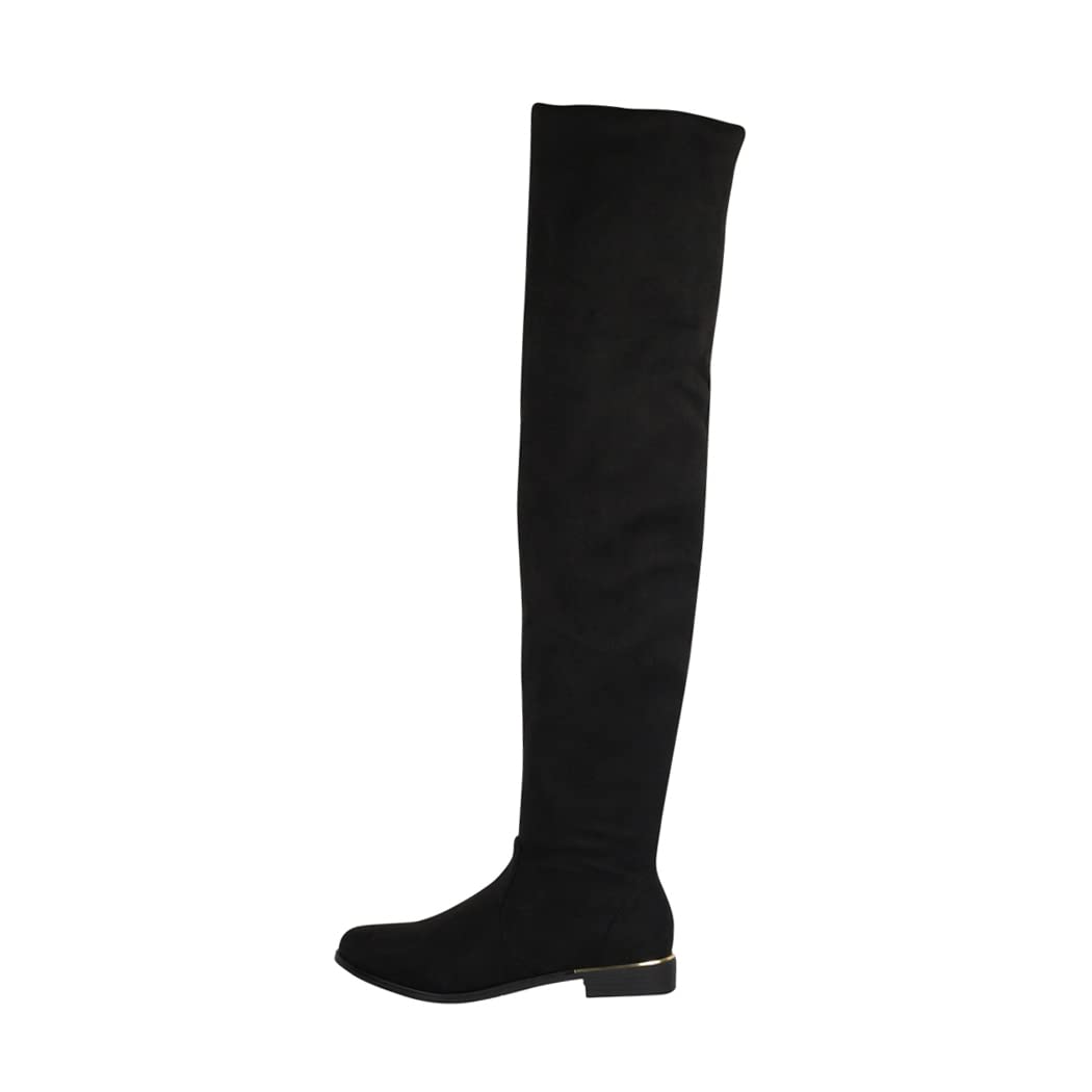 Elara Damen Stiefel Overknees Wildlederoptik Chunkyrayan
