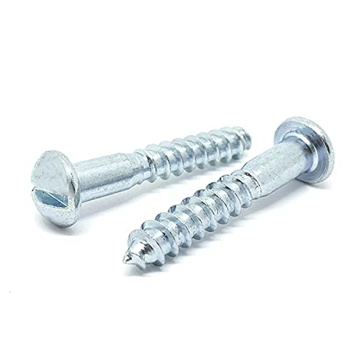 (100 Pieces) #8x3/4" Slotted Round Head Wood Screws Zinc Clear