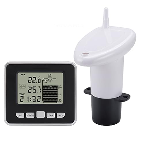 YEHEI Wireless Ultrasonic Water Tank Liquid Level Meter Water Level Time Display Low Battery Indicator + Temperature Sensor