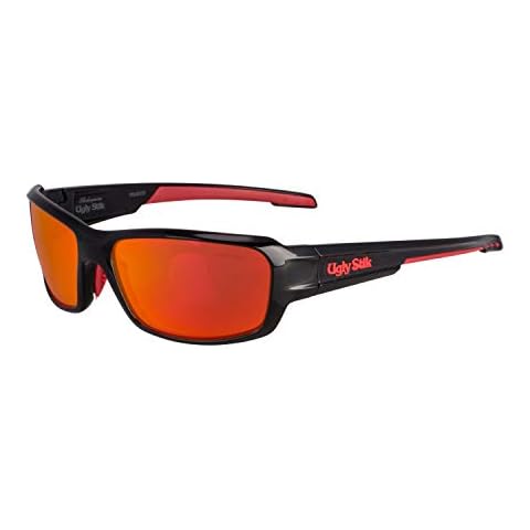 Shakespeare Ugly Stikusk010 Sunglasses Ugly Stik Usk010 Polarized Fishing Sunglasses, Gloss Black/Copper/Red Mirror, One Size Cover