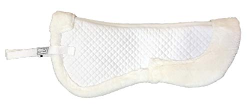 Equitem Faux Fur Trim Half Pad for Horse English Riding Saddle Correction (White)
