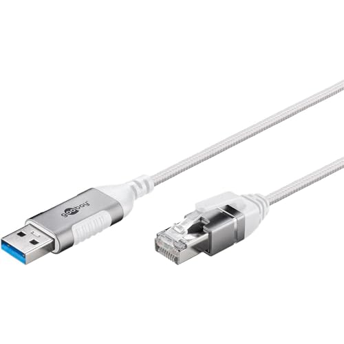 goobay Câble USB A 3.0 vers RJ45 Ethernet CAT 6 Slim/Câble adaptateur/Connexion Internet filaire stable avec routeur/commutateur réseau/Adaptateur USB vers RJ45 / 1 Gbit/s / 2 m / 74379 / Blanc