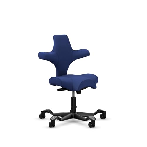 Image of HAG Capisco Standard Chair-Black Frame-Upholstered Cobalt Blue
