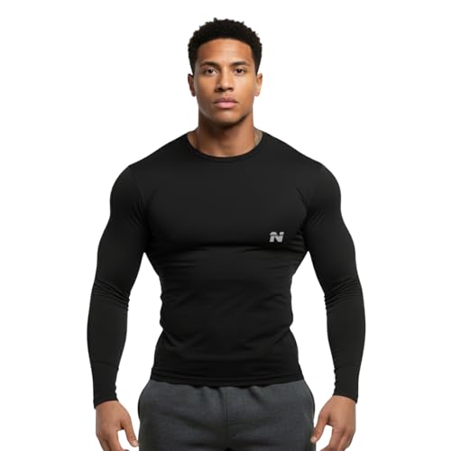 Image of NINQ Men Polyester Spandex Men's Sports Running Set Compression Shirt + Pants Skin-Tight Long Sleeves Quick Dry Fitness Tracksuit Gym Yoga Suits