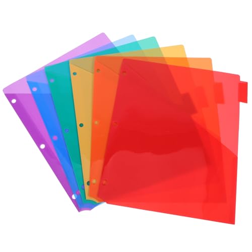ELAYARD 6個 色タブ付きファイルフォルダー仕切り 耐久性の破れにくいプラスチック製バインダー区切り 書類保護用インデックス付きページ