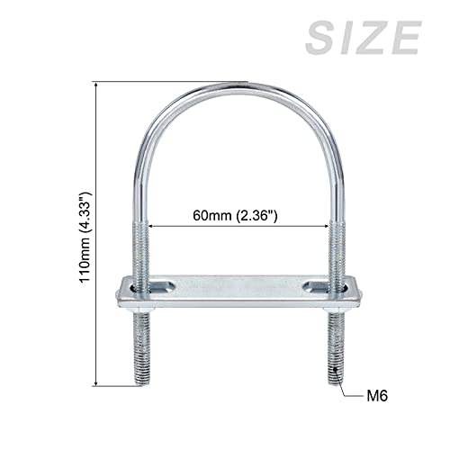 Image of METALLIXITY U Bolts 2 Sets (M6x60x100mm), Round U Bolt Steel with Accessories - for Construction, Pipe