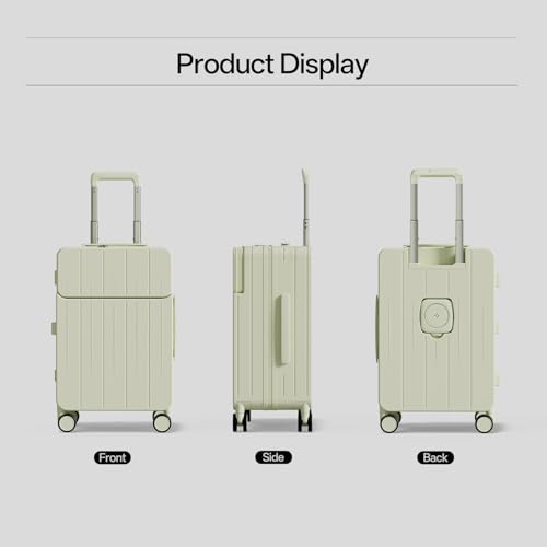 Image of Top Opening PC Hard Shell Suitcase, 20-inch International Carry On Luggage with Front Pocket, TSA Lock, 360 Spinner Wheels, Lightweight - Ideal for Business (Mint Green, Carry-On 20-Inch)