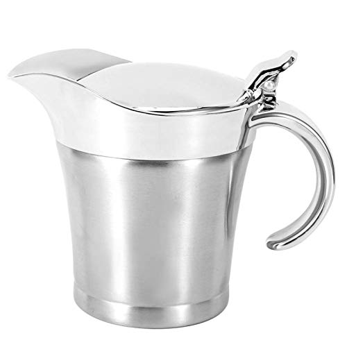 Stainless Steel Insulated Gravy Boat, Double Wall Gravy Warmer Sauce Jug with Lid 17 oz/500 ml Capacity