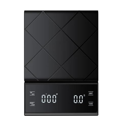 Báscula de café, función temporizador, pantalla digital, peso máximo 3 kg, precisión 0,1 g, báscula cocina for alimentos, en gramos, balanza pequeña(Black)