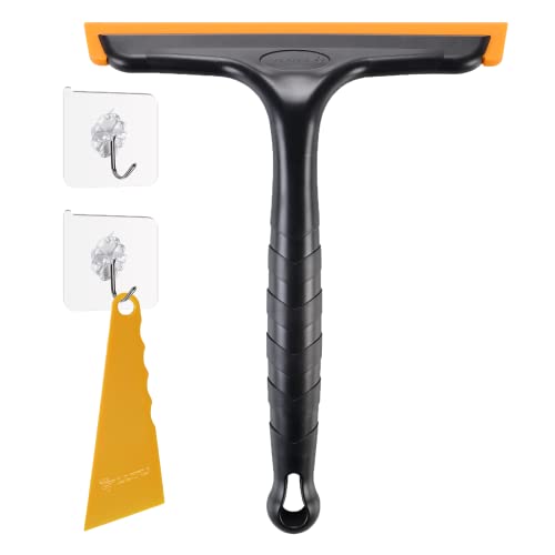 Shower Squeegee for Glass Doors, Bathroom Squeegee for Shower, Window Squeegee, Home Bathroom Silicone Cleaner Tool, Suitable for Bathroom, Kitchen, Tile, Mirror, Car Glass, by LTLUTU, 8in Black