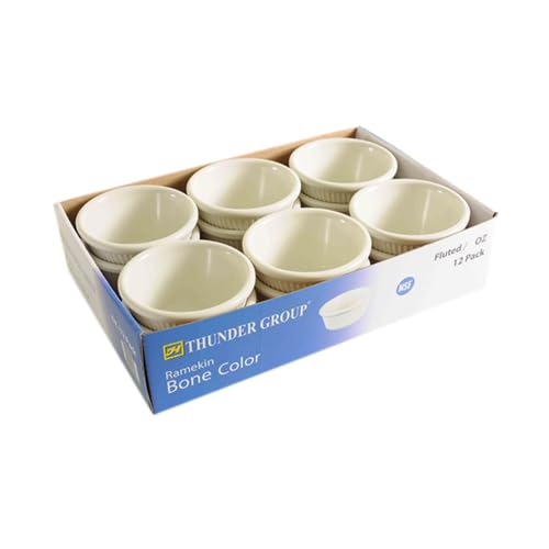 ML531B1R Ramekin, 3 oz. Capacity, 3-1/8" Dia., Round, Fluted, Break-Resistant, Dishwasher Safe, BPA Free, Melamine, Bone, NSF, Pack of 12
