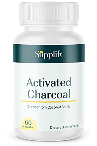 Supplift Activated Charcoal Capsules - Help Relieve Gas, Bloating & Digestive Distress - Coconut Shell Charcoal - Supports Digestive Health - 60 Charcoal 550 mg Capsules