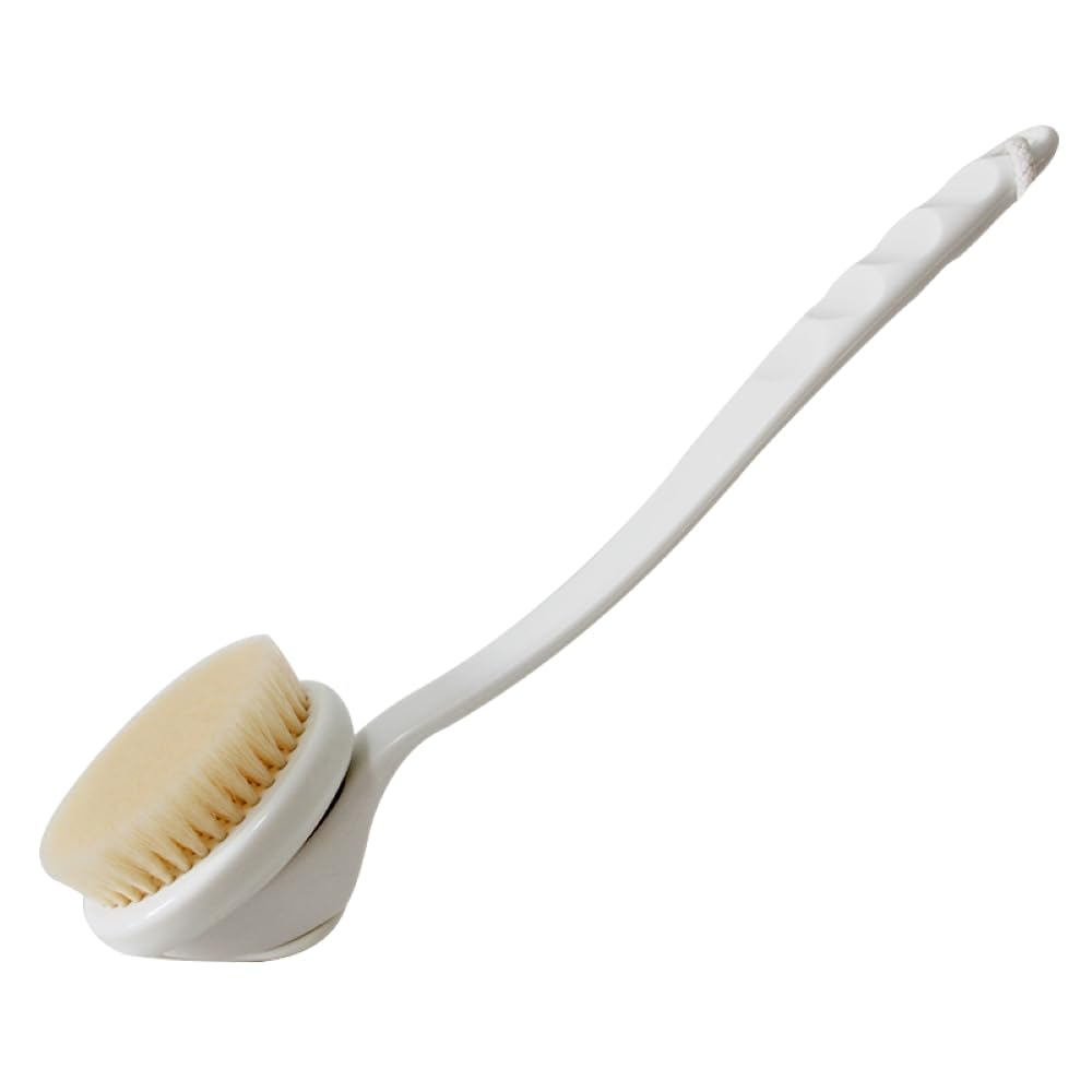 Lequin Shower Back Scrubber, 2 in 1 Back Scrubber with Soft Bristles for Wet or Dry Brushing Body Brush,Removable Body Exfoliator