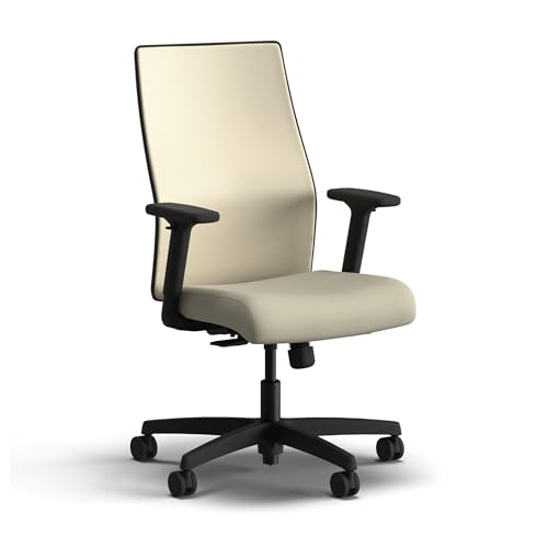 Image of HON Ignition 2.0 Mid Back Task Chair, Spectrum Mesh, Standard Synchro-Tilt Control, Office Chair with Lumbar Support, Height and Width Adjustable Arms, Black Frame, Linen