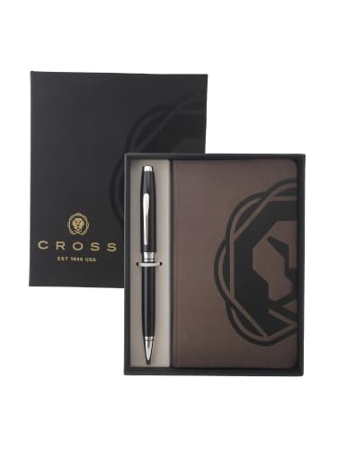 Image of Cross Gift Set | Coventry Black Lacquer BP with A6 Notebook Brown | Premium Pen Gift Sets