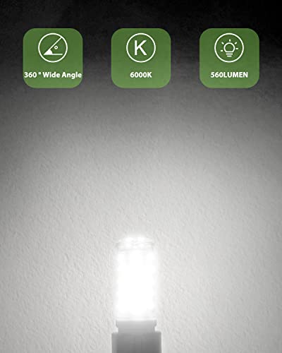 G9 LED Bulb, Cool White 6000K G9 LED Bulbs, 5W 560LM G 9 Capsule Bulb, Non Dimmable Energy Saving Light Bulb for Chandelier, Ceiling Lights, Wall Light, Crystal Lamp, Ceiling Fan Light - 6 Packs