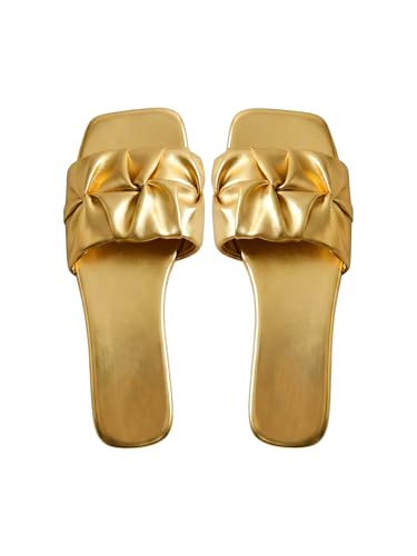 Image of GORGLITTER Women's Summer Cute Flat Sandals Dress Slide Sandals Square Toe Wedding Shoes Vacation Trendy Sandals 2026