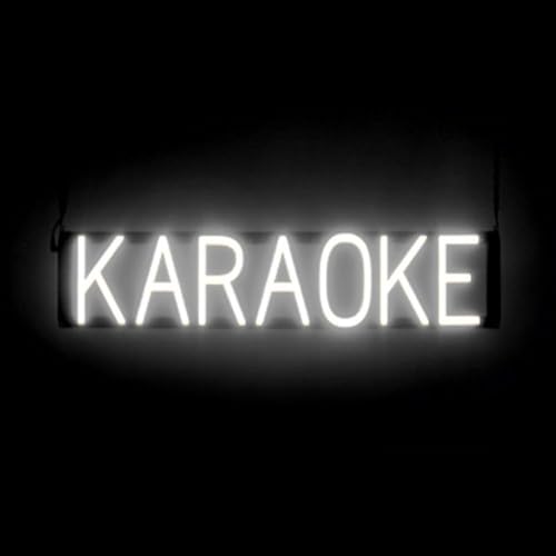 Image of SpellBrite LED Neon KARAOKE Sign for Business - White, 29 inch x 6 inch | Ultra-Bright Click-Together Signage for Bars & Restaurants, with Visibility from 500 ft - 8 Animations, 6 Brightness Levels