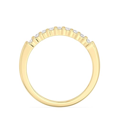 GILDED 925 Sterling Silver & 14K Gold Plated Statement Ring Bands for Women in 1/4 ctw Lab Grown Diamond | Anniversary Wedding Band | Promise Rings | Eternity Stackable Diamond Rings for Women Size 73