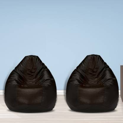 DADDYFULL Teardrop Large Black Brown Bean Bag Cover Pack of 2 [ Without Beans]