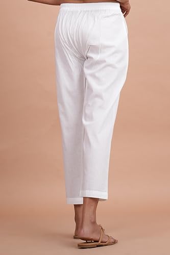 Image of Women's Cotton Ankle Fit Trouser Pants for Women & Girls | Women Regular Fit with Two Pocket Trouser for Office School Formal Casual Daily Use
