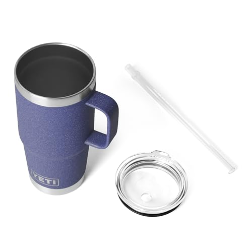 Image of YETI Rambler 25 oz Tumbler with Handle and Straw Lid, Travel Mug Water Tumbler, Vacuum Insulated Cup with Handle, Stainless Steel, Moon Dust - Textured
