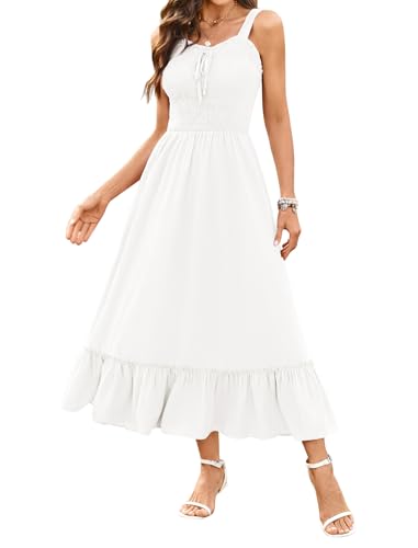 Arolina Women's Summer Floral Boho Dress 2025 Square Neck Maxi Dresses Solid Color Ruffle Beach Vacation Long Sundress