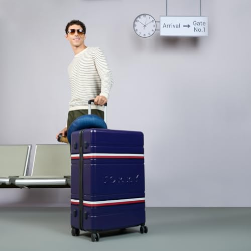 Image of Tommy Hilfiger Berlin Unisex Hard Luggage - Navy, 77Cm Cargo Bag with 4 Wheel Trolley