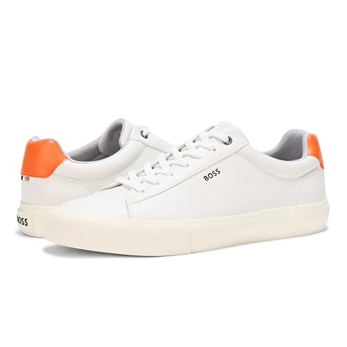 Image of BOSS Men's Aiden Logo Block Leather Low Top Sneakers | Casual Shoes