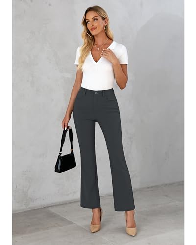 GRAPENT Bootcut Dress Pants for Women High Waisted Business Causal Elastic Waist Stretch Flare Work Trousers Dress Pants4