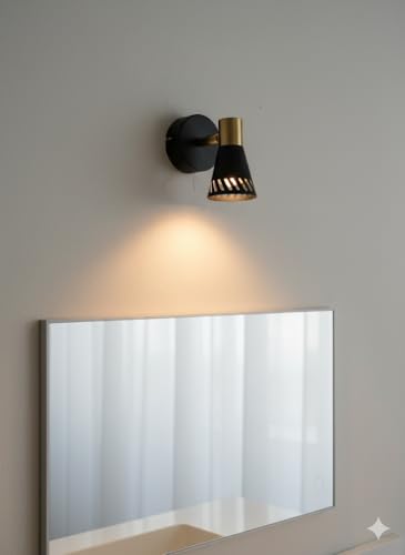 Image of FILLISKA 3 in 1 Single Wall spot /Picture /Display /Mirror Light with Adjustable Head and Colour Changing Function (BlackGold-037)