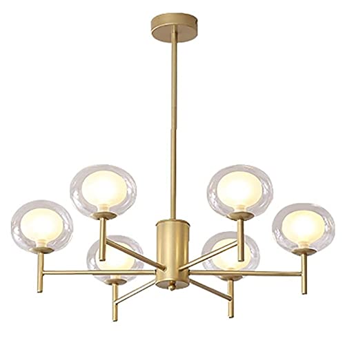 livre Lustre Industriel Moderne Spoutnik, Suspension en Verre Transparent avec Abat-Jour, pour Salle à Manger, Salon, Cuisine, îlot (doré, 9 têtes)