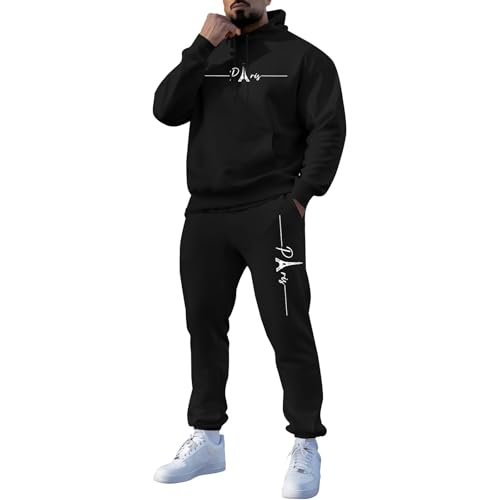 Chándal completo de invierno para hombre, deportivo, 2 piezas, sudadera con capucha y pantalones, juego deportivo completo de invierno de felpa Y2k conjuntos deportivos transpirables para calle, otoño