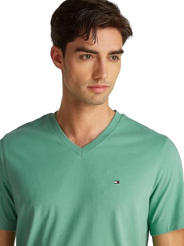 Tommy Hilfiger Herren T-Shirt Kurzarm Essential Tee mit V-Ausschnitt, Grün (Fort Green), M – Ansicht 3