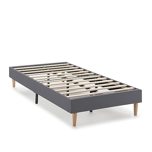 HOMN LIVING Base Imbottita Aura 90x190 cm Grigio Scuro, 30 cm Altezza